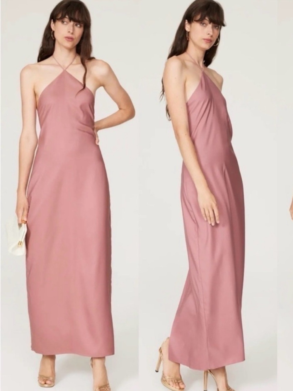 Pink Halter Bodycon Maxi Dress for Cocktail